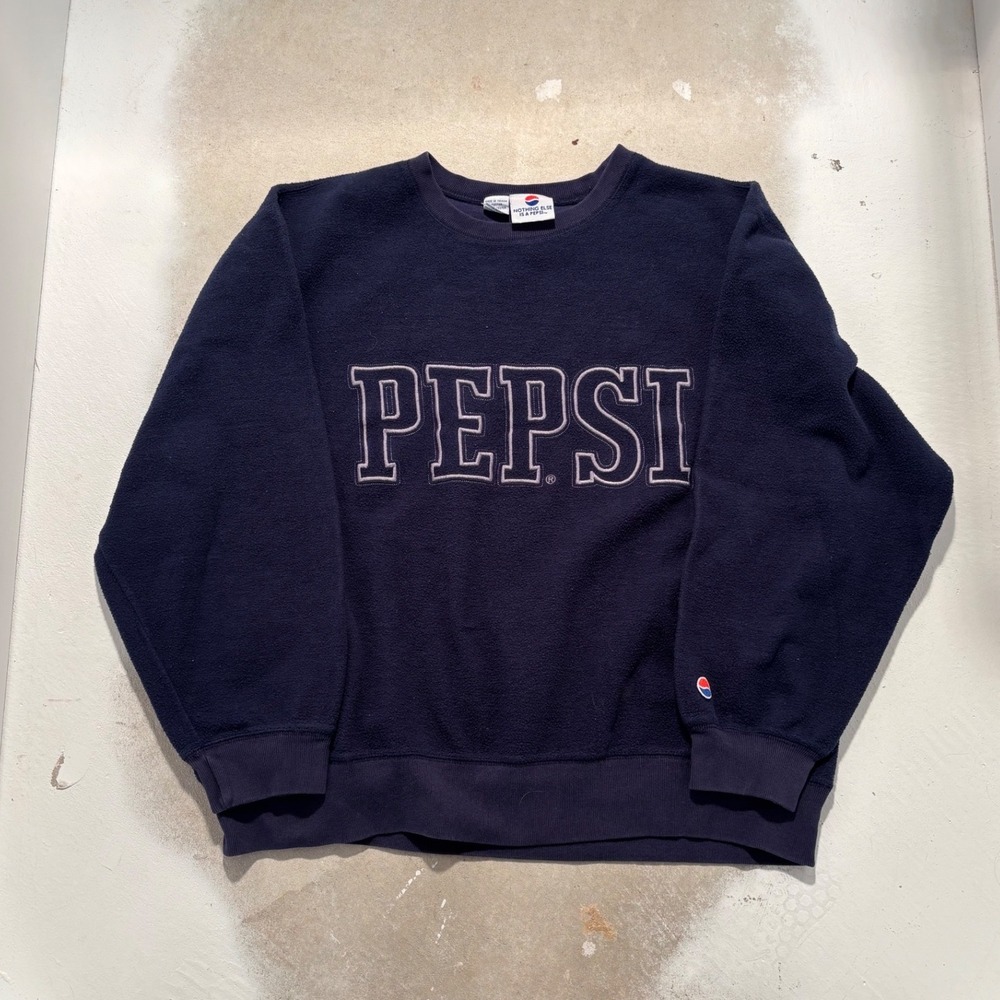 Vintage Pepsi Nothing Else is a Pepsi Fleece Sweatshirt Navy Blue Large